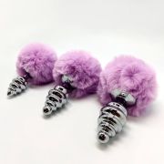 ALIVE – ANAL PLEASURE PLUG ESPIRAL METAL POMPON VIOLETA TALLA L