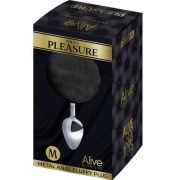 ALIVE – ANAL PLEASURE PLUG LISO METAL POMPON NEGRO TALLA M