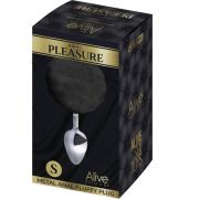 ALIVE – ANAL PLEASURE PLUG LISO METAL POMPON NEGRO TALLA S