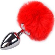 ALIVE – ANAL PLEASURE PLUG LISO METAL POMPON ROJO TALLA L