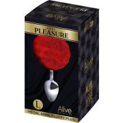 ALIVE – ANAL PLEASURE PLUG LISO METAL POMPON ROJO TALLA L