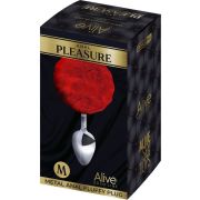 ALIVE – ANAL PLEASURE PLUG LISO METAL POMPON ROJO TALLA M