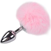 ALIVE – ANAL PLEASURE PLUG LISO METAL POMPON ROSA TALLA L