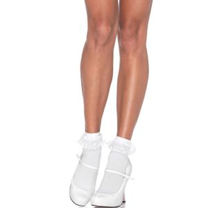 LEG AVENUE – CALCETINES CON VOLANTE ENCAJE BLANCO