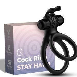 ARMONY – TRAVELER ANILLO DOBLE VIBRADOR PAREJA RABBIT NEGRO