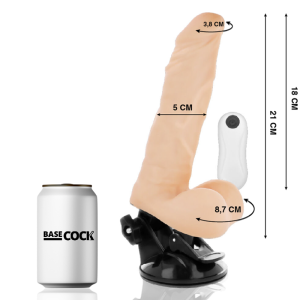 BASECOCK – VIBRADOR ARTICULABLE CONTROL REMOTO NATURAL 21 CM -O- 5 CM