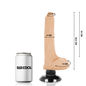 BASECOCK – VIBRADOR REALISTICO 2-1 NATURAL 18.5 CM -O- 4 CM