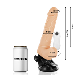 BASECOCK – VIBRADOR REALISTICO CONTROL REMOTO NATURAL CON TESTICULOS 19.5 CM -O- 4 CM