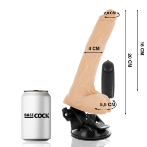 BASECOCK – VIBRADOR REALISTICO CONTROL REMOTO NATURAL CON TESTICULOS 20 CM -O- 4 CM