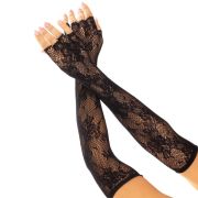 LEG AVENUE – GUANTES SIN DEDOS RED FLORAL BLANCO