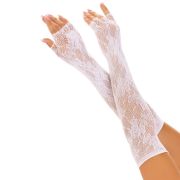 LEG AVENUE – GUANTES SIN DEDOS RED FLORAL BLANCO