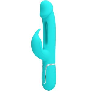 PRETTY LOVE – KAMPAS VIBRADOR RABBIT 3 EN 1 MULTIFUNCIÓN CON LENGUA VERDE AGUA