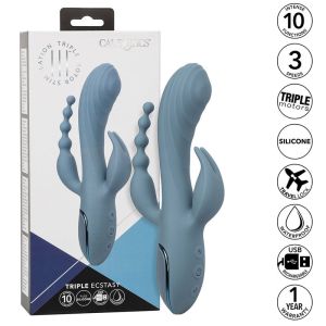 CALEXOTICS – VIBRADOR TRIPLE ÉXTASIS GRIS