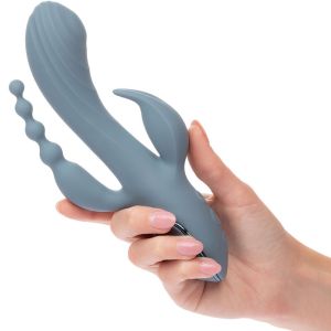 CALEXOTICS – VIBRADOR TRIPLE ÉXTASIS GRIS