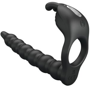 PRETTY LOVE – BLACKNEY ANILLO PENE CON PLUG VIBRADOR NEGRO