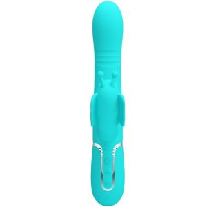 PRETTY LOVE – VIBRADOR RABBIT MULTIFUNCIÓN 4 EN 1 MARIPOSA VERDE AGUA