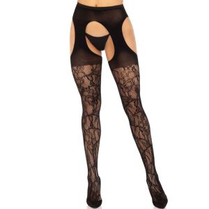 LEG AVENUE – MEDIAS DE LIGUERO ENCAJE NEGRO