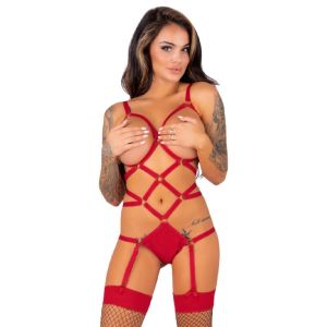 LIVCO CORSETTI FASHION –  THIARA LC 20213 SET BODY + MEDIAS ROJA S/M