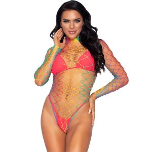 LEG AVENUE – BODY DE REJILLA MANGA LARGA MULTICOLOR