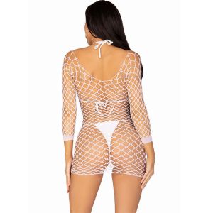 LEG AVENUE – VESTIDO DE REJILLA MANGA LARGA BLANCO TALLA ÚNICA