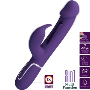 PRETTY LOVE – KAMPAS VIBRADOR RABBIT 3 EN 1 MULTIFUNCIÓN CON LENGUA VIOLETA