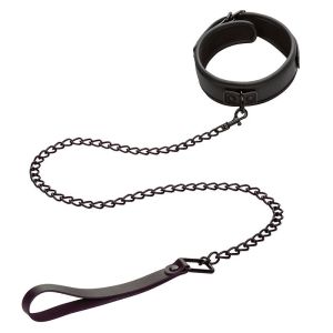 CALEXOTICS – NOCTURNAL COLLAR Y CORREA CUERO AJUSTABLE NEGRO