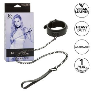 CALEXOTICS – NOCTURNAL COLLAR Y CORREA CUERO AJUSTABLE NEGRO