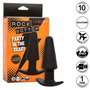 CALEXOTICS – ROCK BOTTOM PLUG ANAL CÓNICO 10 VIBRACIONES SILICONA NEGRO