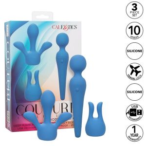 CALEXOTICS – COUTURE KIT VIBRADOR WAND 10 VIBRACIONES AZUL