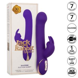 CALEXOTICS – JACK VIBRADOR RABBIT Y ESTIMULADOR 7 NIVELES DE VIBRACIÓN Y SUCCIÓN AZUL