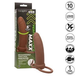 CALEXOTICS – MAXX DOBLE PENETRADOR GRUESO 10 VIBRACIONES MULATO