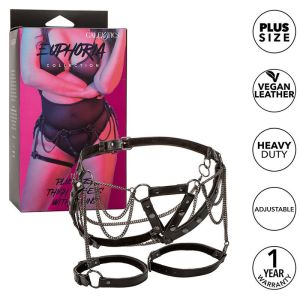 CALEXOTICS – EUPHORIA ARNÉS DE MUSLO CON CADENAS PREMIUM TALLA PLUS