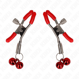 KINK – PINZAS PARA PEZONES ROJAS CON DOBLE CAMPANILLA ROJO 6 CM