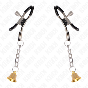 KINK – PINZAS PARA PEZONES CON COLGANTE DE CAMPANA DORADO 6 CM