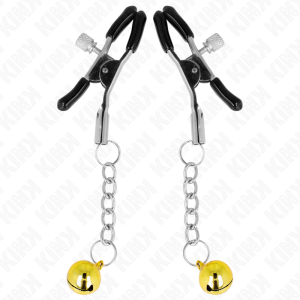 KINK – PINZAS PARA PEZONES CON COLGANTE DE CASCABEL DORADO 6 CM