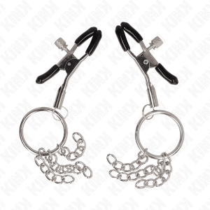 KINK – PINZAS PARA PEZONES CON ARO Y PEQUEÑAS CADENAS PLATEADO 6 CM