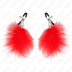 KINK – PINZAS PARA PEZONES CON PLUMA ROJO 7 CM