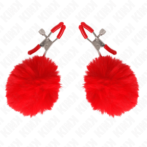 KINK – PINZAS PARA PEZONES CON POMPÓN ROJO 6 CM