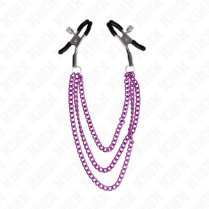 KINK – PINZAS PARA PEZONES CON TRIPLE CADENA VIOLETA 20/23/28 CM