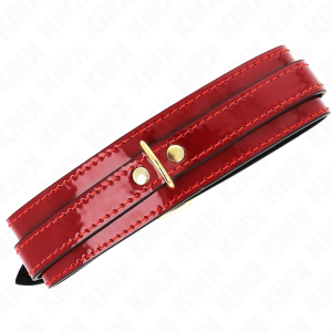 KINK – COLLAR AJUSTABLE ROJO VINO DETALLES DORADOS 29-42.5 CM X 4 CM