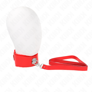 KINK – COLLAR CON CORREA 116 CM CON TACHUELAS PLATEADAS MODELO 4 ROJO AJUSTABLE 40-48 CM X 6 CM