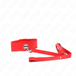 KINK – COLLAR CON CORREA 116 CM CON TACHUELAS PLATEADAS MODELO 4 ROJO AJUSTABLE 40-48 CM X 6 CM