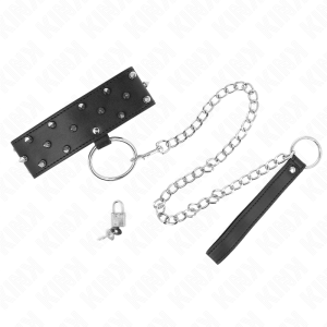 KINK – COLLAR CON CORREA 65 CM CON TACHUELAS PLATEADAS MODELO 5 AJUSTABLE 36-43 CM X 5 CM