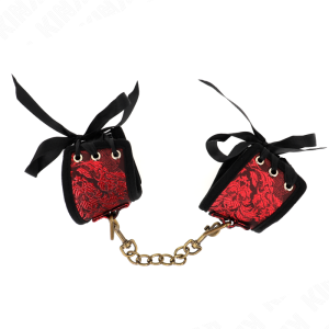 KINK – MUÑEQUERAS DISEÑO ESCÁNDALO ROJO-NEGRO DETALLE LAZO 24.5 CM X 6.5 CM