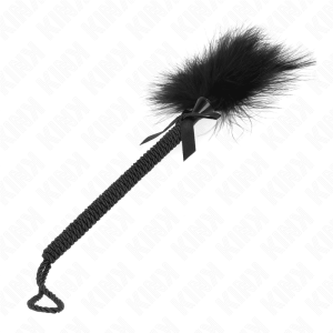 KINK – MASAJEADOR DE CUERDA DE NAILON CON PLUMAS PARA COSQUILLAS Y LAZO NEGRO 25 CM