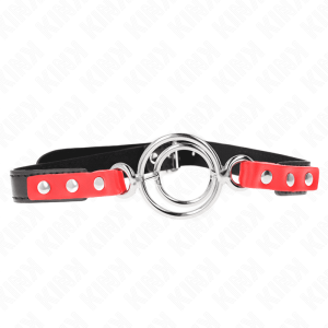 KINK – MORDAZA CON MÚLTIPLES JUNTAS TÓRICAS 4 / 4.8 CM ROJO AJUSTABLE 38 X 56 CM