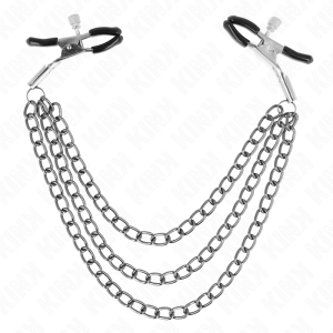 KINK – PINZAS PARA PEZONES CON TRIPLE CADENA NEGRO 20/23/28 CM