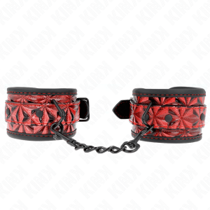 KINK – MUÑEQUERAS CON PATRÓN DE DIAMANTES ROJO OSCURO AJUSTABLE 17-26 CM X 5.5 CM