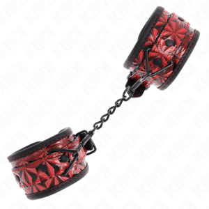 KINK – MUÑEQUERAS CON PATRÓN DE DIAMANTES ROJO OSCURO AJUSTABLE 17-26 CM X 5.5 CM