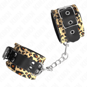 KINK – MUÑEQUERAS DE CUERO ESTILO LEOPARDO AJUSTABLE 18-29 CM X 5.5 CM